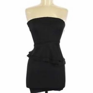 Black mini strapless dress